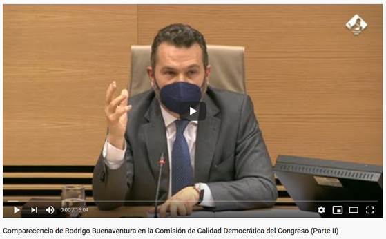 Comparecencia del presidente en la Comisión de Calidad Democrática del Congreso