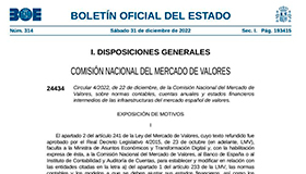 Circular sobre normas contables, cuentas anuales y estados financieros intermedios de las infraestructuras de mercado