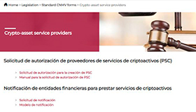 Manual for authorisation and template for notifications of information for crypto-asset service providers